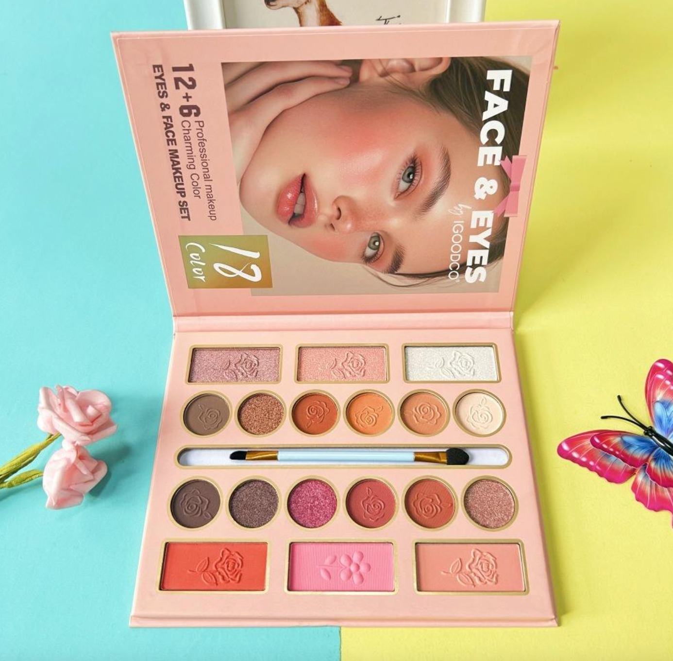 18-Color Face & Eye Makeup Palette – Matte & Shimmer Cosmetic Set