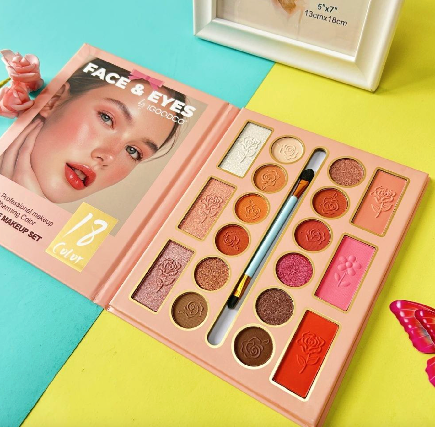 18-Color Face & Eye Makeup Palette – Matte & Shimmer Cosmetic Set