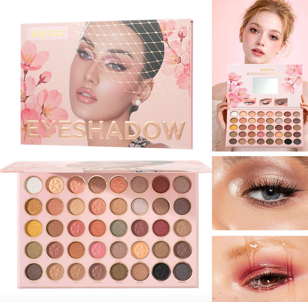 Julystar 40-Color Eyeshadow Palette – Matte, Shimmer & Glitter Makeup