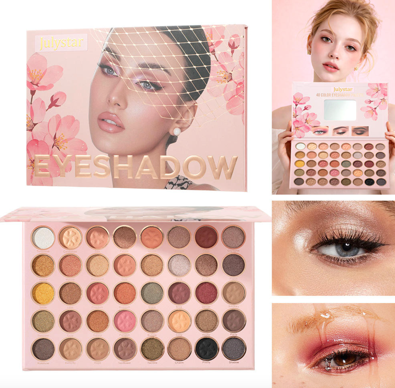 Julystar 40-Color Eyeshadow Palette – Matte, Shimmer & Glitter Makeup
