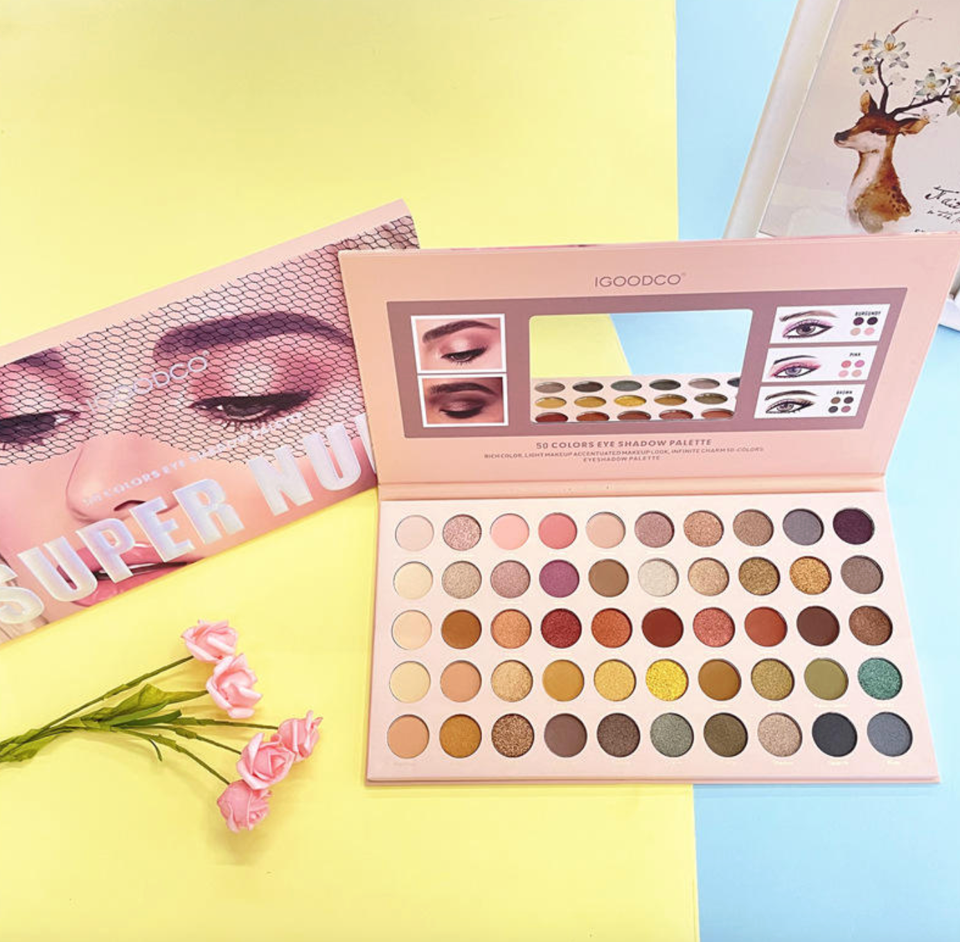50-Color Earth Tone Eyeshadow Palette – Pearlescent & Matte Makeup