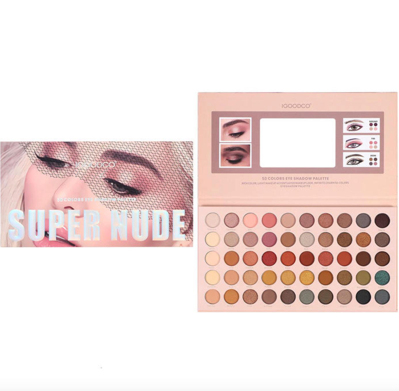 50-Color Earth Tone Eyeshadow Palette – Pearlescent & Matte Makeup