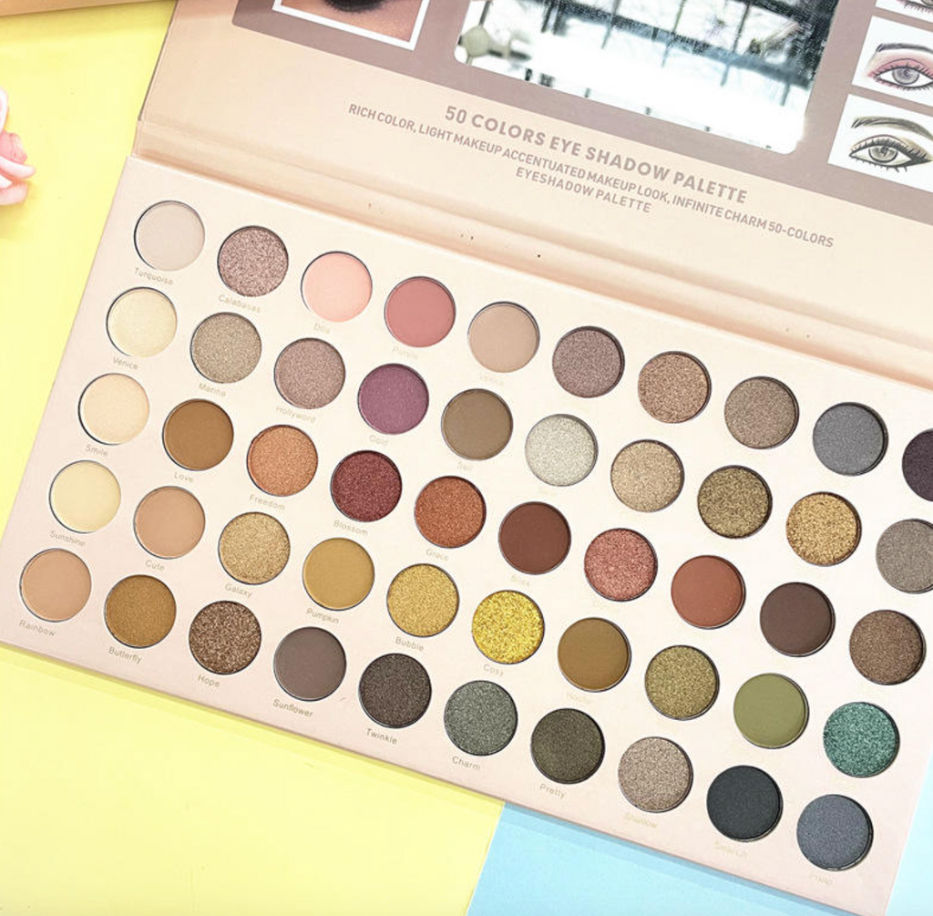 50-Color Earth Tone Eyeshadow Palette – Pearlescent & Matte Makeup
