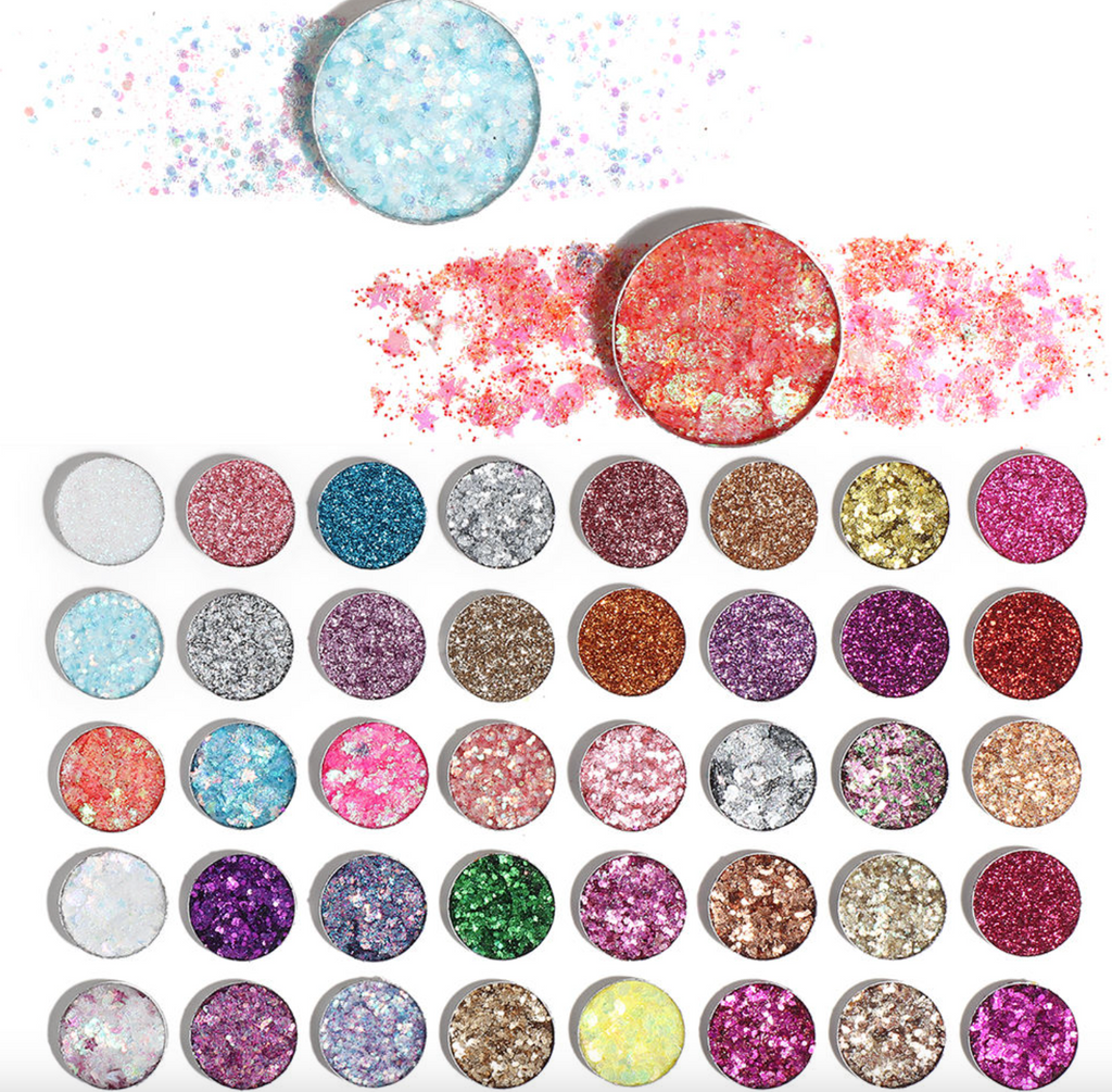 40-Color Glitter Eyeshadow Palette – Waterproof Shimmer Face & Body Makeup