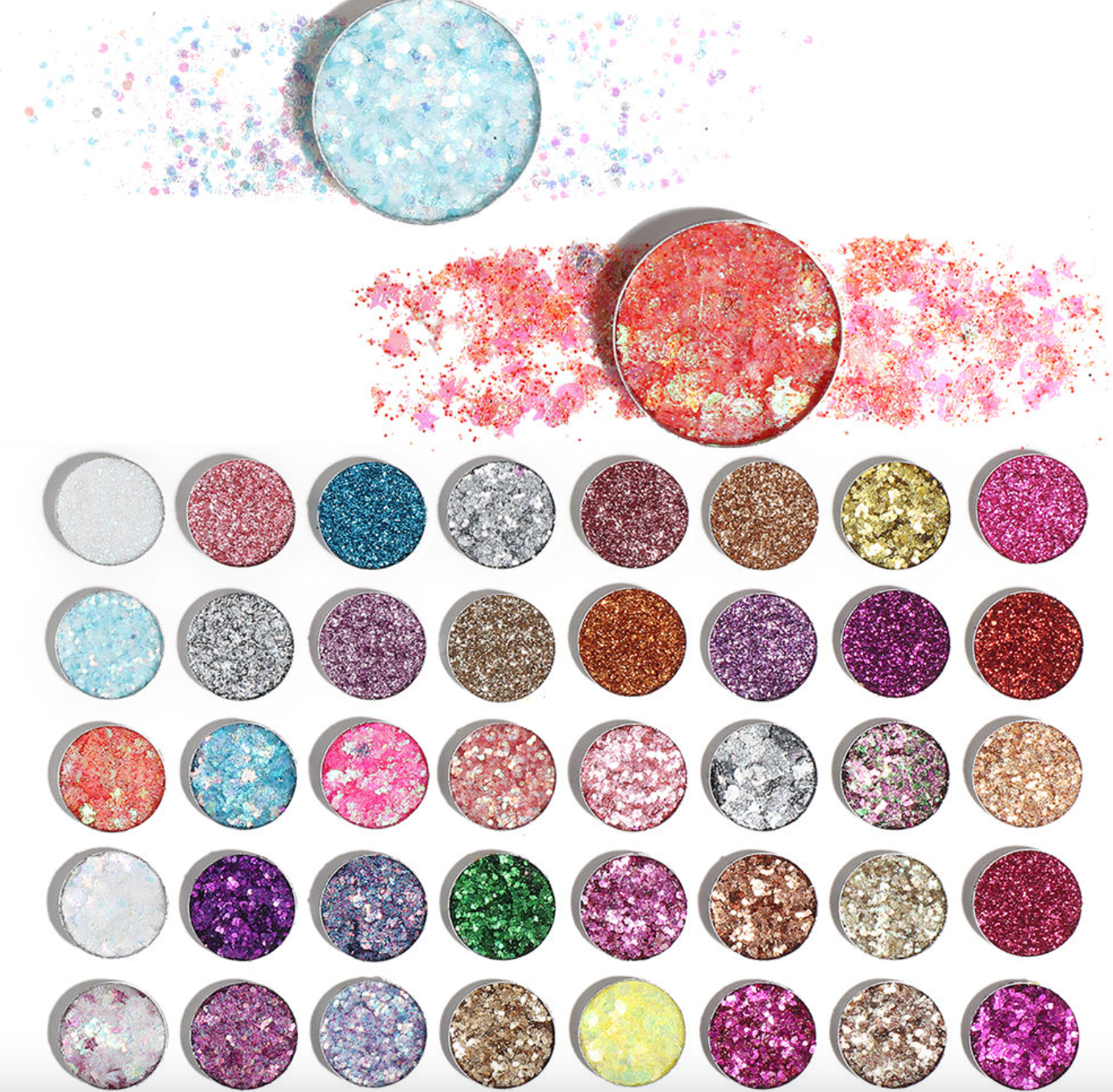 40-Color Glitter Eyeshadow Palette – Waterproof Shimmer Face & Body Makeup